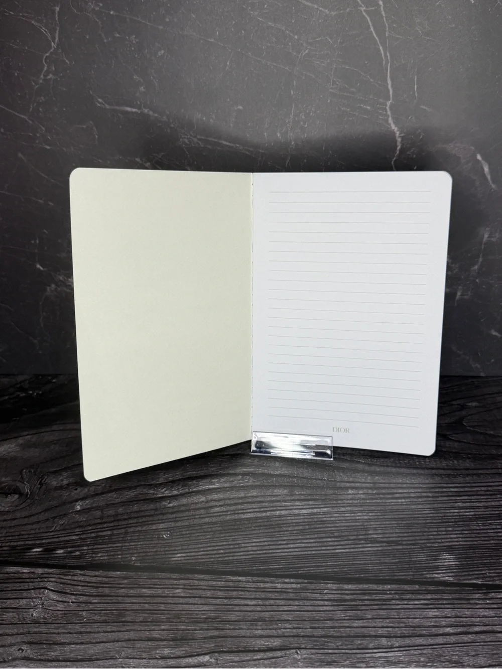 Dior Floral Stripe Notebook - Cream with Blue, Teal, Pink and Red Blooms